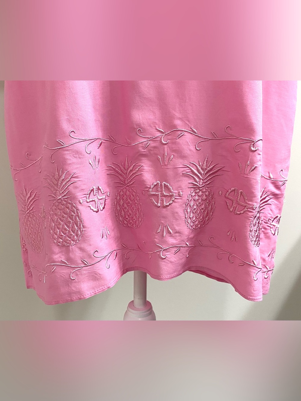Simply Southern Womens L Pink Embroidered Pineapple Dress Boho Coastal Summer - Picture 7 of 14